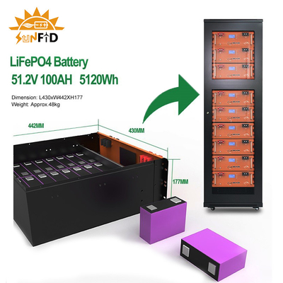 Penyimpanan Baterai 10kwh 400ah Untuk Sistem Tata Surya Rumah Sistem Penyimpanan Panel Surya Lifepo4 300ah