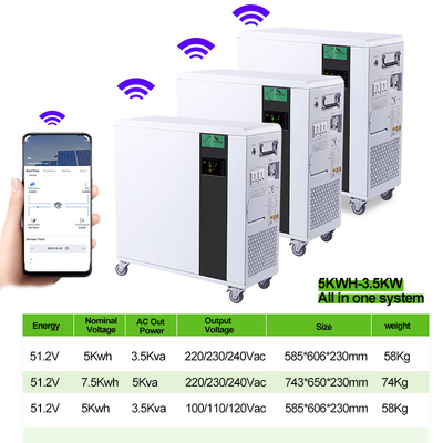 7.5KWH Sistem Penyimpanan Energi Perumahan 5KWH Semua Dalam Satu Baterai Lithium