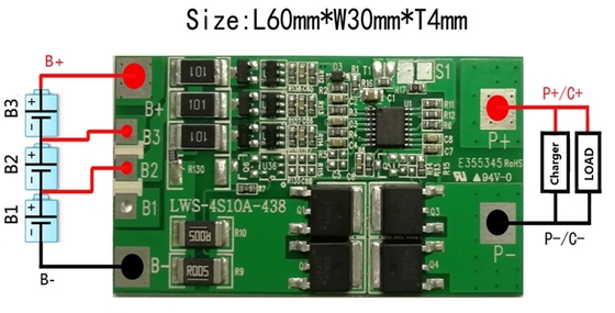 Baterai BMS Isi Ulang Lithium 3.2v 4s 10a 12.8v Papan Sirkuit Perlindungan